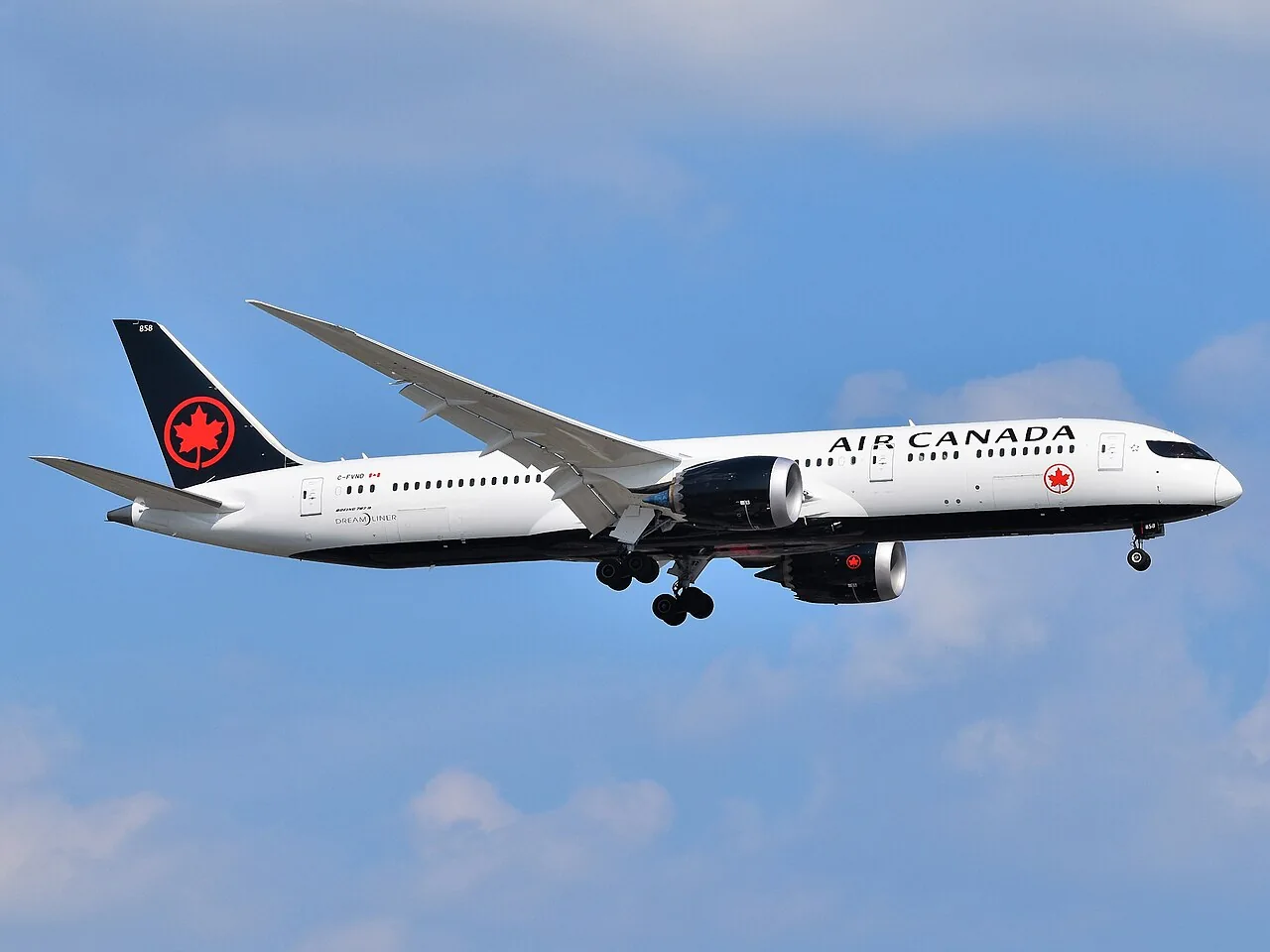 Boeing 787-9 Air Canada in avvicinamento a Newark, 2019