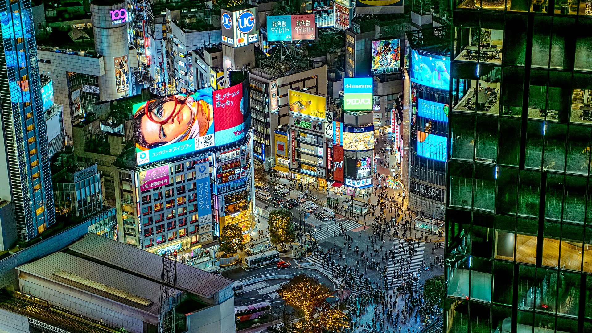 Shibuya Crossing in Tokyo from above
