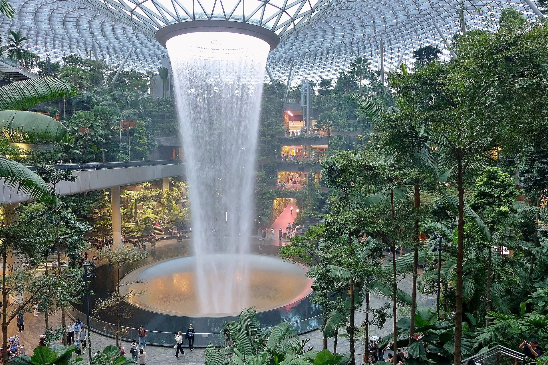 Rain Vortex inside Jewel Changi, photographed in 2024